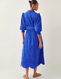 MONSOON Pure Cotton Broderie Midi Skater Dress -Marks and Spencer Shop pure cotton broderie midi skater dress 5