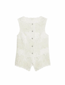 Pure Cotton Broderie Waistcoat -Marks and Spencer Shop pure cotton broderie waistcoat
