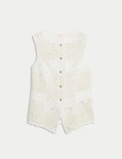 Pure Cotton Broderie Waistcoat -Marks and Spencer Shop pure cotton broderie waistcoat 5