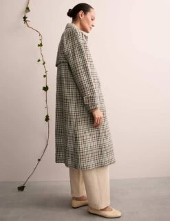 Jaeger Pure Cotton Checked Collared Car Coat -Marks and Spencer Shop pure cotton checked collared short car coat 1