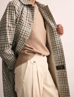 Jaeger Pure Cotton Checked Collared Car Coat -Marks and Spencer Shop pure cotton checked collared short car coat 3