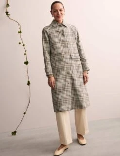 Jaeger Pure Cotton Checked Collared Car Coat -Marks and Spencer Shop pure cotton checked collared short car coat 4