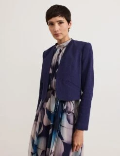 Pure Cotton Collarless Cropped Jacket -Marks and Spencer Shop pure cotton collarless cropped jacket 11