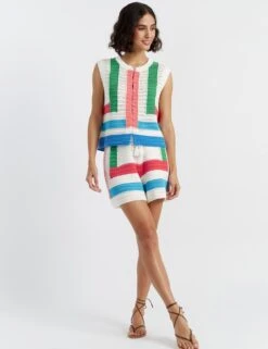 CHINTI & PARKER Pure Cotton Colour Block High Waisted Shorts -Marks and Spencer Shop pure cotton colour block high waisted shorts 4