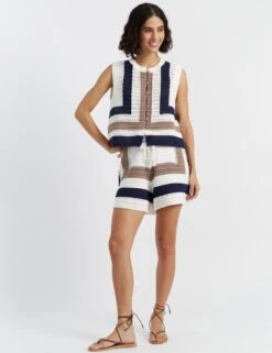 CHINTI & PARKER Pure Cotton Colour Block Knitted Shorts 11 CHINTI & PARKER Pure Cotton Colour Block Knitted Shorts -Marks and Spencer Shop pure cotton colour block knitted shorts 3