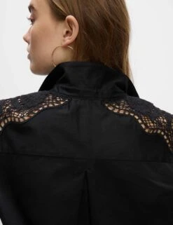 Pure Cotton Cutwork Detail Cropped Shirt -Marks and Spencer Shop pure cotton cutwork detail cropped shirt 10