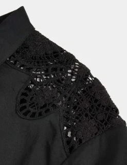 Pure Cotton Cutwork Detail Cropped Shirt -Marks and Spencer Shop pure cotton cutwork detail cropped shirt 6