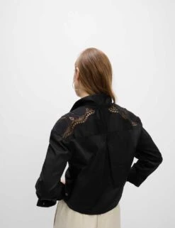 Pure Cotton Cutwork Detail Cropped Shirt -Marks and Spencer Shop pure cotton cutwork detail cropped shirt 7