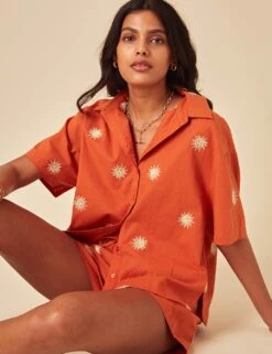 Pure Cotton Embroidered High Waisted Shorts -Marks and Spencer Shop pure cotton embroidered high waisted shorts 6