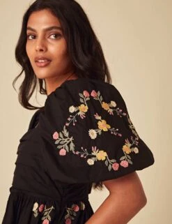 Pure Cotton Embroidered Midi Dress -Marks and Spencer Shop pure cotton embroidered midi dress 6