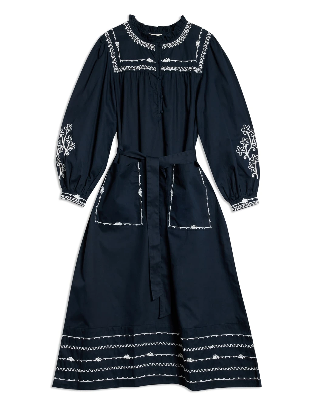 Pure Cotton Embroidered Midi Smock Dress 8 Pure Cotton Embroidered Midi Smock Dress - Image 6