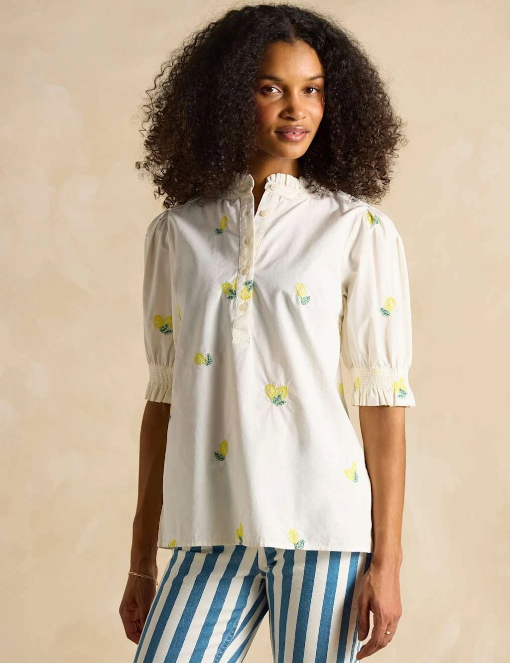 Joules Pure Cotton Embroidered Puff Sleeve Blouse 14 Joules Pure Cotton Embroidered Puff Sleeve Blouse - Image 12