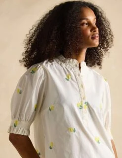 Joules Pure Cotton Embroidered Puff Sleeve Blouse 22 Joules Pure Cotton Embroidered Puff Sleeve Blouse -Marks and Spencer Shop pure cotton embroidered puff sleeve blouse 8