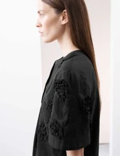 Pure Cotton Embroidered Round Neck Short Sleeve Blouse -Marks and Spencer Shop pure cotton embroidered round neck puff sleeve blouse 2