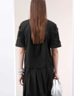 Pure Cotton Embroidered Round Neck Short Sleeve Blouse -Marks and Spencer Shop pure cotton embroidered round neck puff sleeve blouse 4