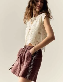 Pure Cotton Embroidered Triple Cloth Shorts -Marks and Spencer Shop pure cotton embroidered triple cloth shorts 9