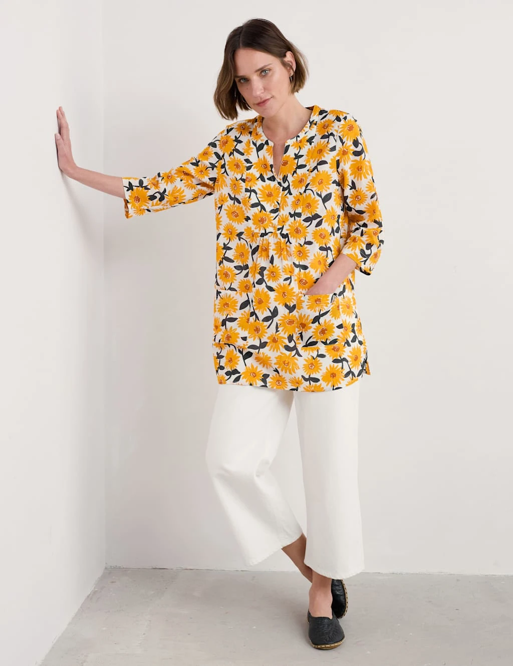 Pure Cotton Floral Notch Neck Tunic 10 Pure Cotton Floral Notch Neck Tunic - Image 8