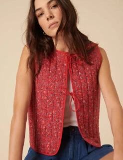 Pure Cotton Floral Quilted Waistcoat -Marks and Spencer Shop pure cotton floral quilted waistcoat 5