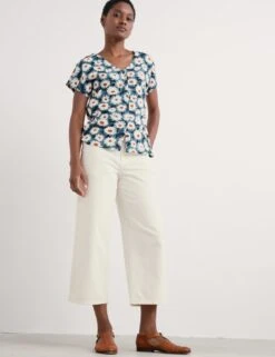 Pure Cotton Floral V-Neck Top -Marks and Spencer Shop pure cotton floral v neck top 4