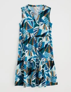 Pure Cotton Geometric Notch Neck Dress -Marks and Spencer Shop pure cotton geometric notch neck dress 4