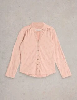 WHITE STUFF Pure Cotton Jersey Broderie V-Neck Shirt -Marks and Spencer Shop pure cotton jersey broderie v neck shirt 11