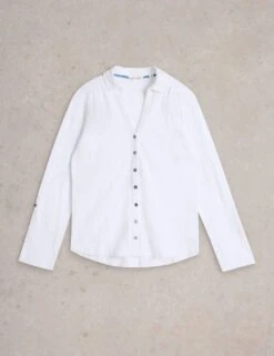WHITE STUFF Pure Cotton Jersey Broderie V-Neck Shirt -Marks and Spencer Shop pure cotton jersey broderie v neck shirt 17