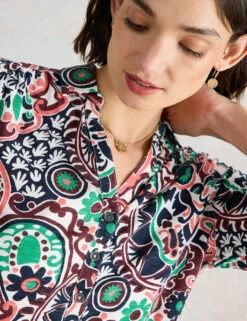 WHITE STUFF Pure Cotton Jersey Printed Shirt -Marks and Spencer Shop pure cotton jersey printed shirt 8