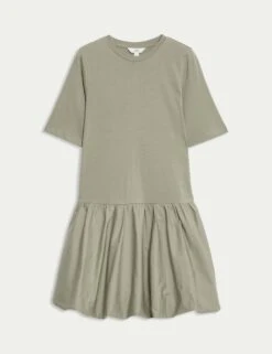 Pure Cotton Mini Drop Waist Dress -Marks and Spencer Shop pure cotton mini drop waist dress 10