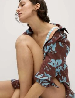 Pure Cotton Printed Button Through Beach Shirt -Marks and Spencer Shop pure cotton printed button through beach shirt 6