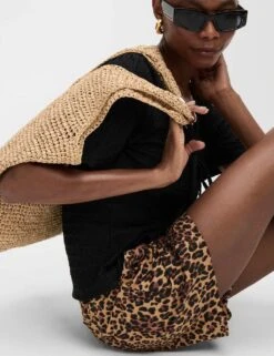 Pure Cotton Printed High Waisted Shorts -Marks and Spencer Shop pure cotton printed high waisted shorts 16