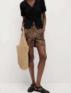 Pure Cotton Printed High Waisted Shorts -Marks and Spencer Shop pure cotton printed high waisted shorts 17
