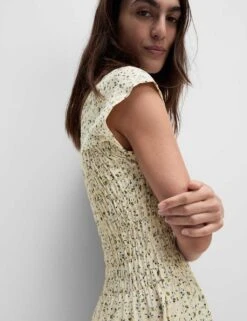 Pure Cotton Printed Mini Shirred Dress -Marks and Spencer Shop pure cotton printed mini shirred dress 8