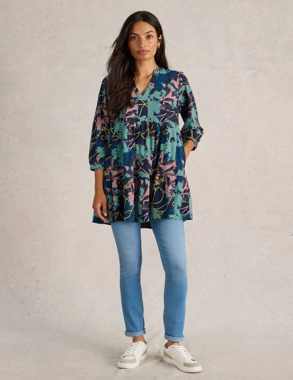 WHITE STUFF Pure Cotton Printed V-Neck Tunic 20 WHITE STUFF Pure Cotton Printed V-Neck Tunic - Image 18