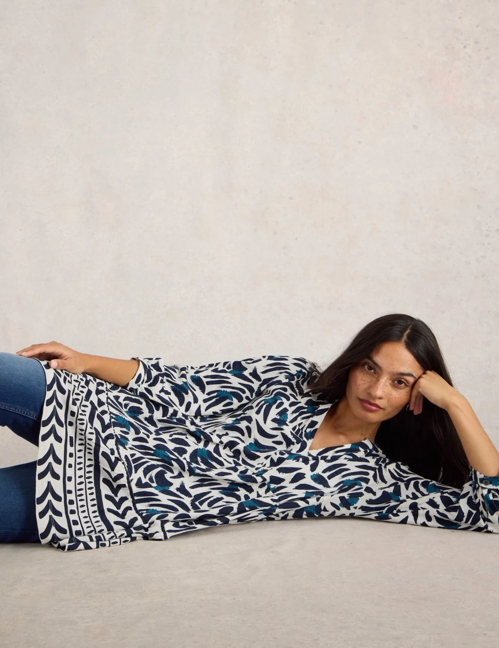 WHITE STUFF Pure Cotton Printed V-Neck Tunic 12 WHITE STUFF Pure Cotton Printed V-Neck Tunic - Image 10