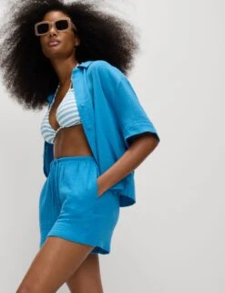 Pure Cotton Beach Shorts -Marks and Spencer Shop pure cotton shorts 1