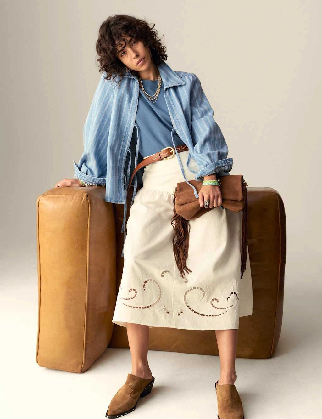 Pure Cotton Striped Tie Front Shacket 11 Pure Cotton Striped Tie Front Shacket - Image 9