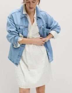 Pure Cotton Textured Mini Waisted Dress -Marks and Spencer Shop pure cotton textured mini waisted dress 11