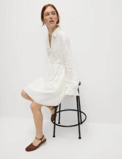 Pure Cotton Textured Mini Waisted Dress -Marks and Spencer Shop pure cotton textured mini waisted dress 9