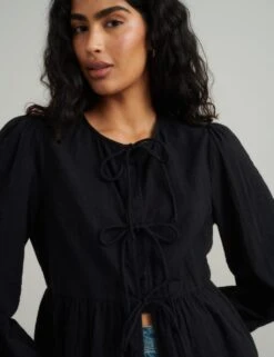 Pure Cotton Tie Front Blouse -Marks and Spencer Shop pure cotton tie front blouse 7