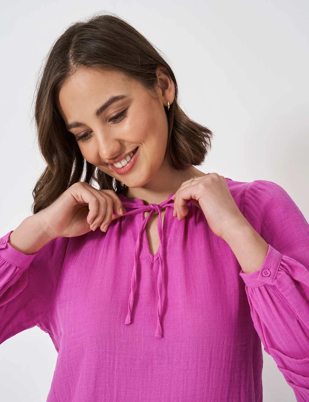 Pure Cotton Tie Neck Blouse 14 Pure Cotton Tie Neck Blouse - Image 12