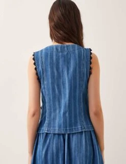 MONSOON Pure Cotton V-Neck Button Through Waistcoat -Marks and Spencer Shop pure cotton v neck button through waistcoat 4