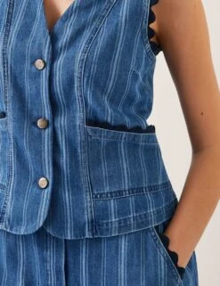 MONSOON Pure Cotton V-Neck Button Through Waistcoat -Marks and Spencer Shop pure cotton v neck button through waistcoat 5