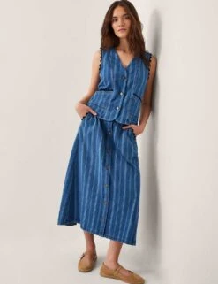 MONSOON Pure Cotton V-Neck Button Through Waistcoat -Marks and Spencer Shop pure cotton v neck button through waistcoat 6