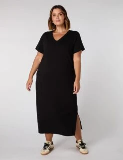 Pure Cotton V-Neck Midaxi T-Shirt Dress -Marks and Spencer Shop pure cotton v neck midaxi t shirt dress 5