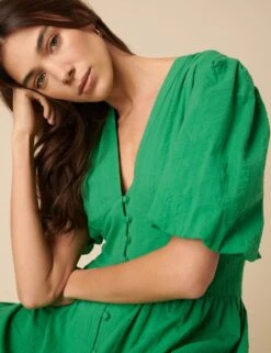 Pure Cotton V-Neck Midaxi Waisted Dress -Marks and Spencer Shop pure cotton v neck midaxi waisted dress 6