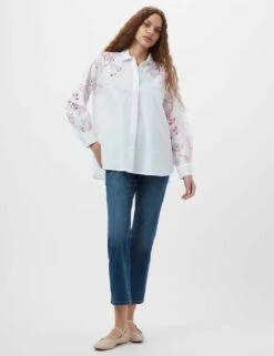 French Connection Pure Cottton Embroidered Collared Shirt -Marks and Spencer Shop pure cottton embroidered collared shirt 4
