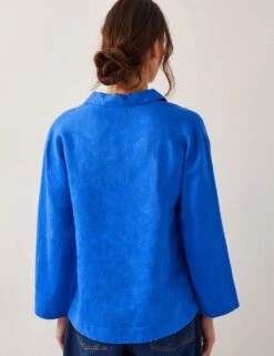 MONSOON Pure Linen Collared V-Neck Popover Blouse -Marks and Spencer Shop pure linen collared v neck popover blouse 5