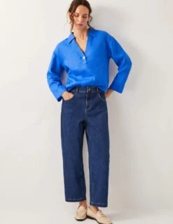 MONSOON Pure Linen Collared V-Neck Popover Blouse -Marks and Spencer Shop pure linen collared v neck popover blouse 6