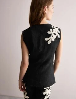 Jaeger Pure Linen Floral Embroidered Waistcoat -Marks and Spencer Shop pure linen floral embroidered waistcoat 10