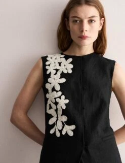 Jaeger Pure Linen Floral Embroidered Waistcoat -Marks and Spencer Shop pure linen floral embroidered waistcoat 11